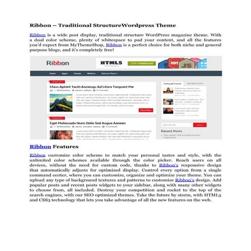 Bloggie - Free Wordpress Theme | PDF