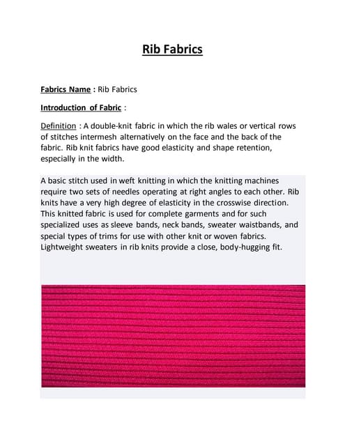 KNITTING - Rib structure | PPT