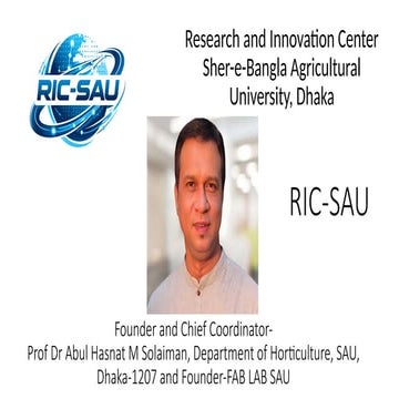 RIC-SAU Research and Innovation Center at Sher-e-Bangla Agricultural ...