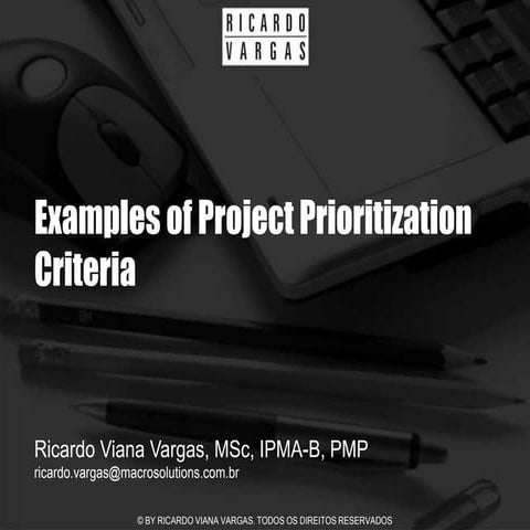 Examples of Project Prioritization Criteria