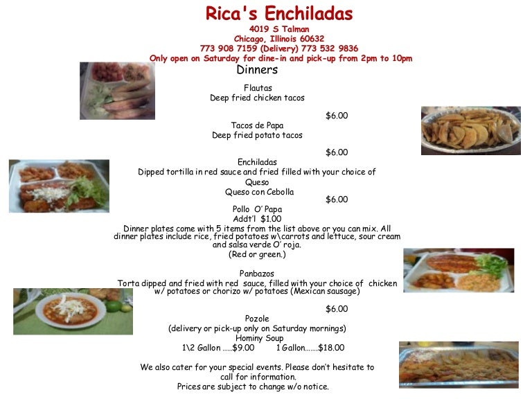 Rica's enchiladas menu[1]