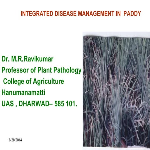 Integrated disease management in rice,pathology