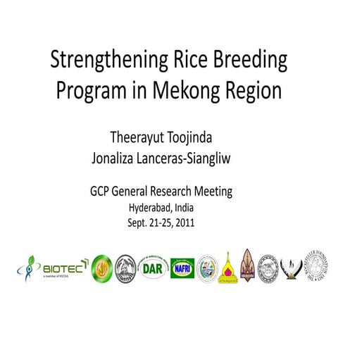 GRM 2011: Strengthening rice breeding in the Mekong -- A community of practice