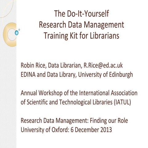 Building Confidence: Training Librarians in Research Data Management