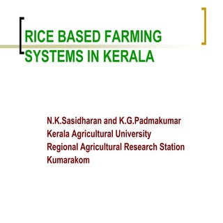 Rice based farming systems in Keral...