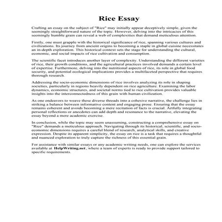 Rice Essay | PDF