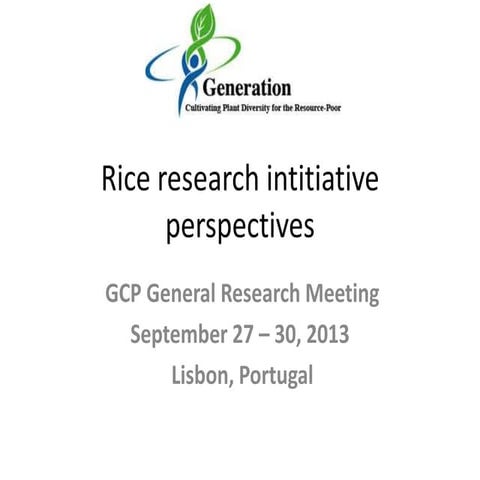 GRM 2013: Rice product catalogue and project status -- Projects ongoing, comp...