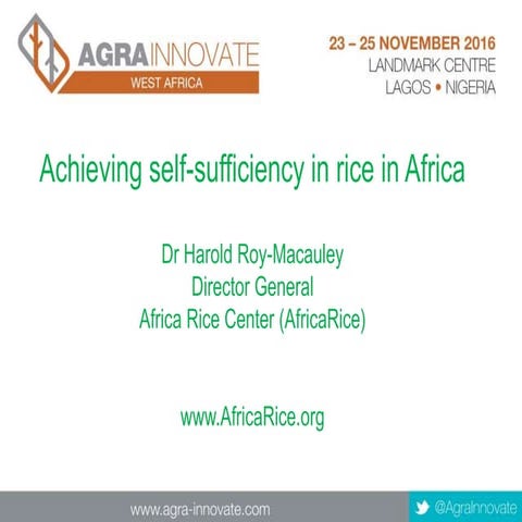 Achieving rice self-sufficiency in Africa