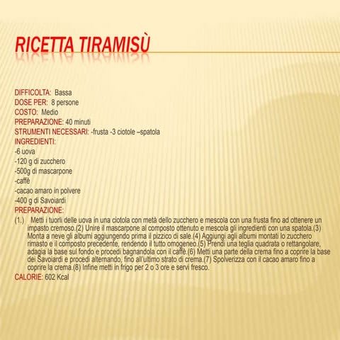 Ricetta tiramisù 