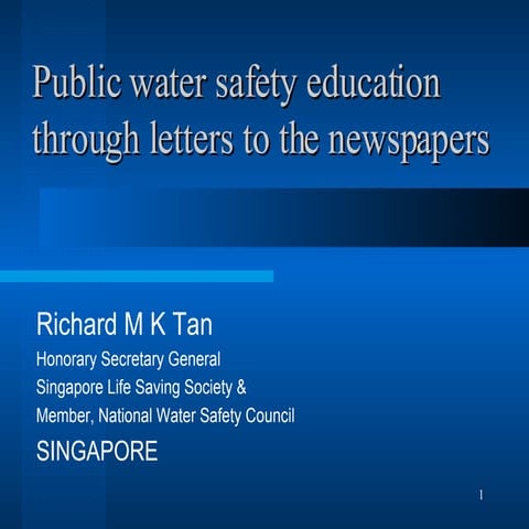 Public Water Safety Education Through Letters To The Newspapers
