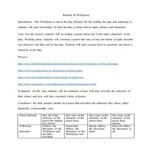 Richard iii web quest