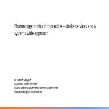 Pharmacogenomics into practice - stroke services and a systems approach