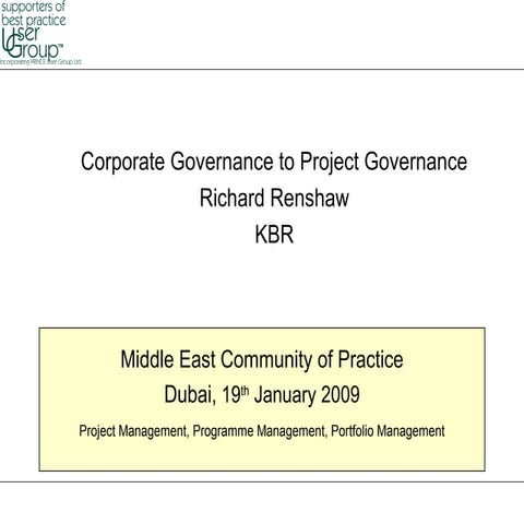 Corporate Governance to Project Governance