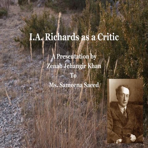 I. A. Richards as a critic