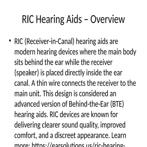 RIC Hearing Aids | PDF