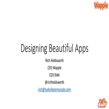 Rich Holdsworth @Didlr Presentation