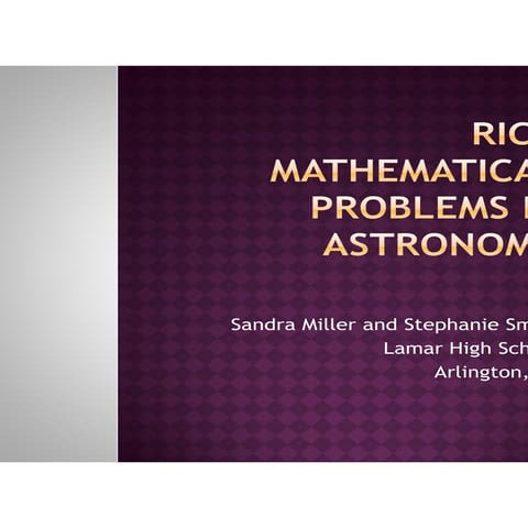 Rich Mathematical Problems in Astronomy