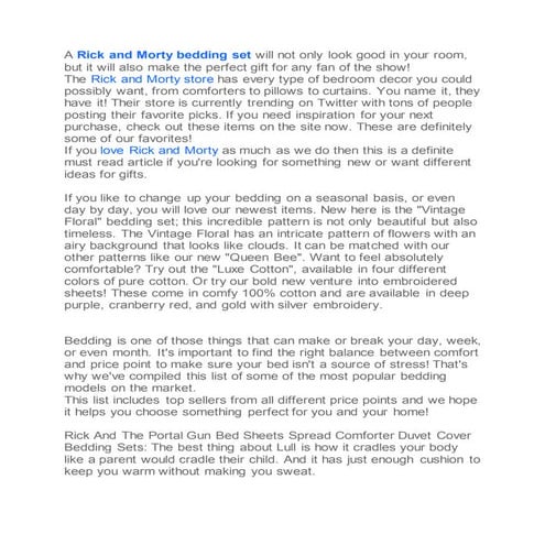 Rick and morty bedding sets