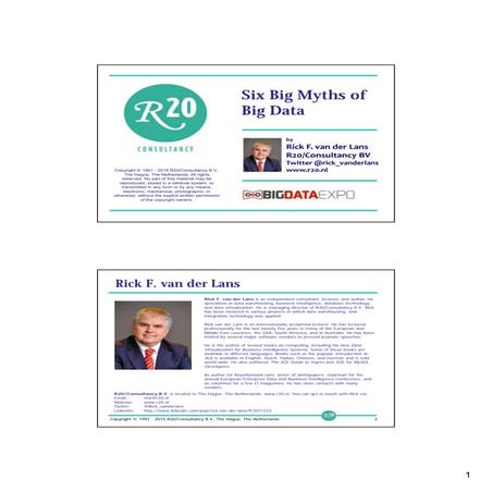 Big Data Expo 2015 - R20 Six Big Myths of Big Data