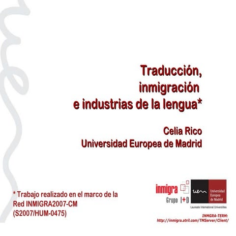 Presentación del Grupo INMIGRA i+d | PPT