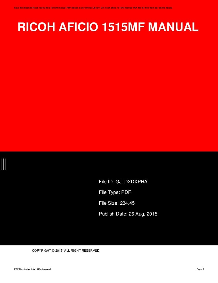 Ricoh aficio-1515mf-manual