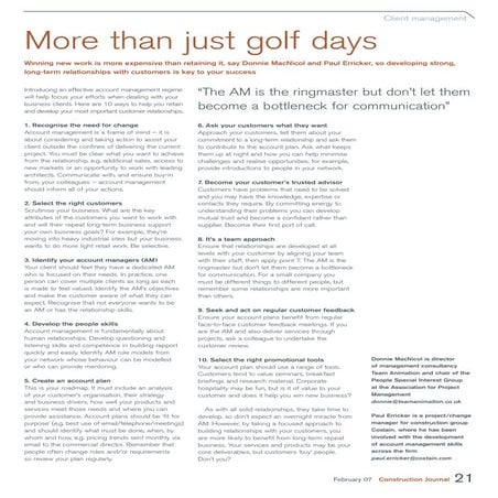 MOre than just golf days - Account Management in the Built Environment - RICS...