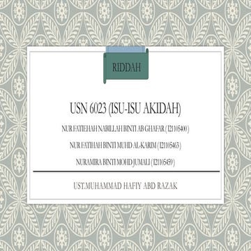 Vaiva tajuk Riddah isu-isu akidah sem 3. | PPTX