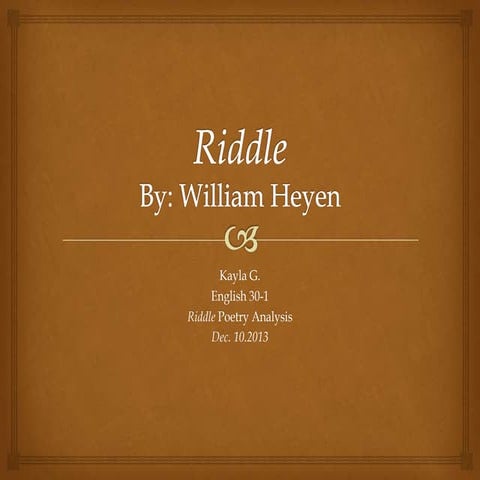 English 30-1 Riddle Poetry Analysis