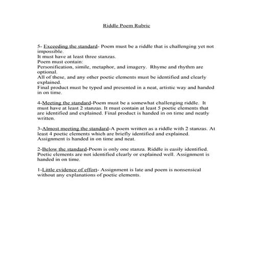 Riddle poetry rubric 2 | DOC