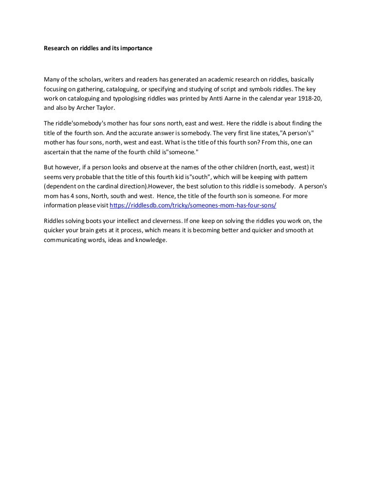 Someone's Mother Has Four Sons East West North Someone's