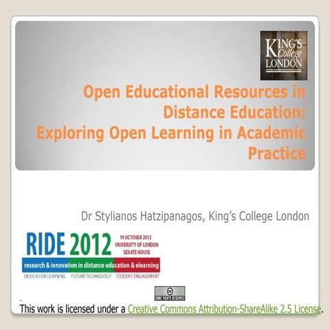 Open educational resources in distance education: Exploring open learning in ...