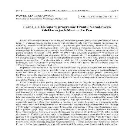 Francja a Europa w programie Frontu Narodowego i deklaracjach Marine Le Pen