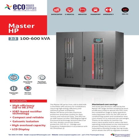 Riello master-hp-ups-datasheet