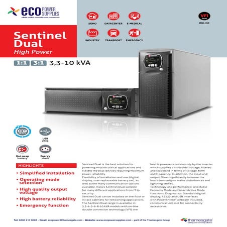Ecopowersupplies: Riello Sentinel Dual High Power UPS