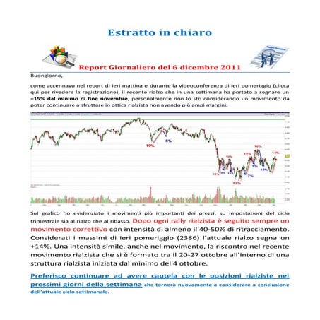 Riepilogo Report 6 7 8 dicembre 2011