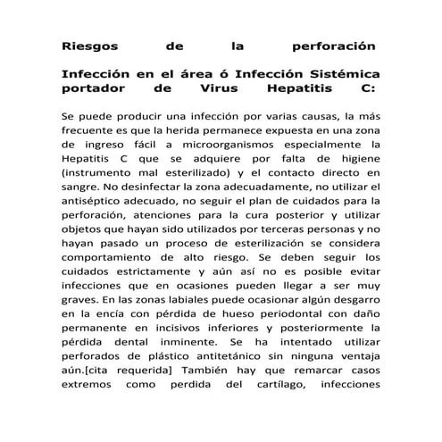 Riesgos de la perforación