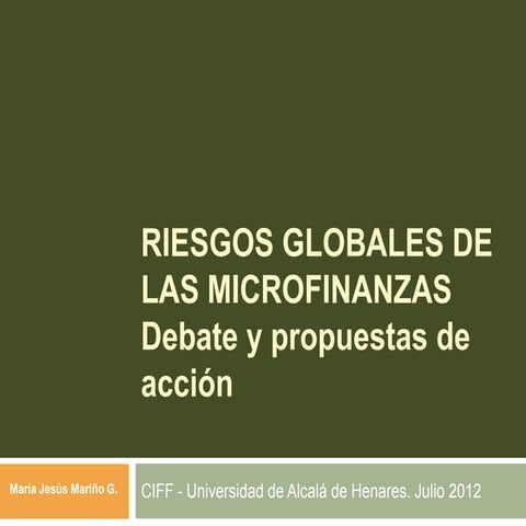 Riesgos en Microfinanzas: claves y criterios | PPTX