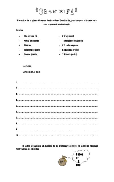 formatos de rifas en word