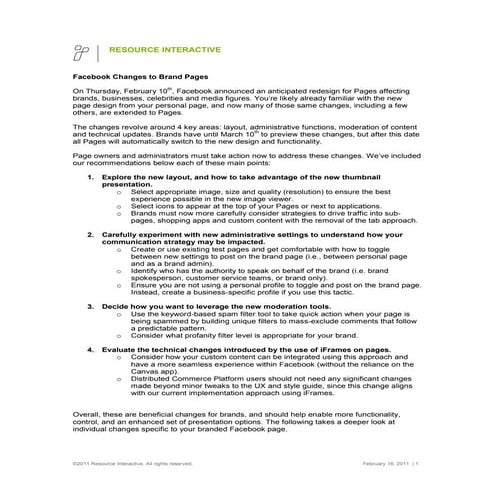 RI Facebook Brand Page Updates