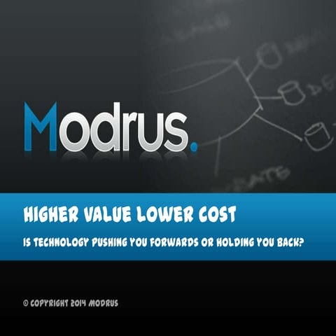 Higher Value, Lower Cost - Is technology pushing you forwards or holding you ...