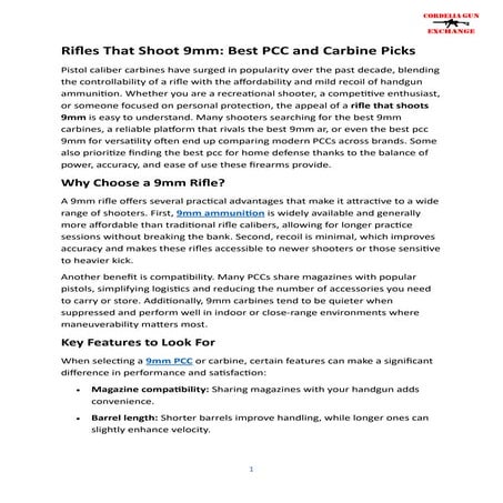 Rifles That Shoot 9mm Best PCC and Carbine Picks | PDF