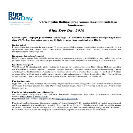 Riga Dev Day vestule
