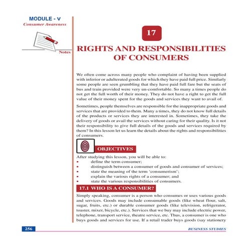 Rights and responsibilities of consumers