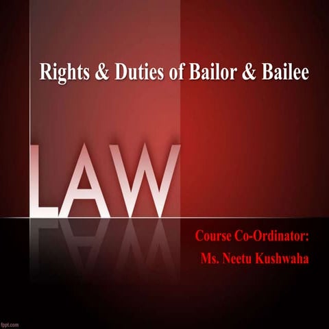 Rights & duties of bailor & bailee [ contract of bailment part 2]