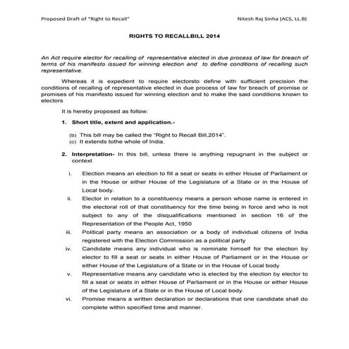 Rights to recall in India | DOCX