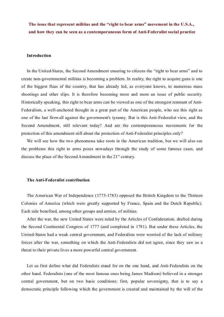 Thesis Statement For An Argumentative Essay English Essay Books also Essay Thesis Statement Example Right To Bear Arms An Antifederalist Practice Essays On Health Care Reform