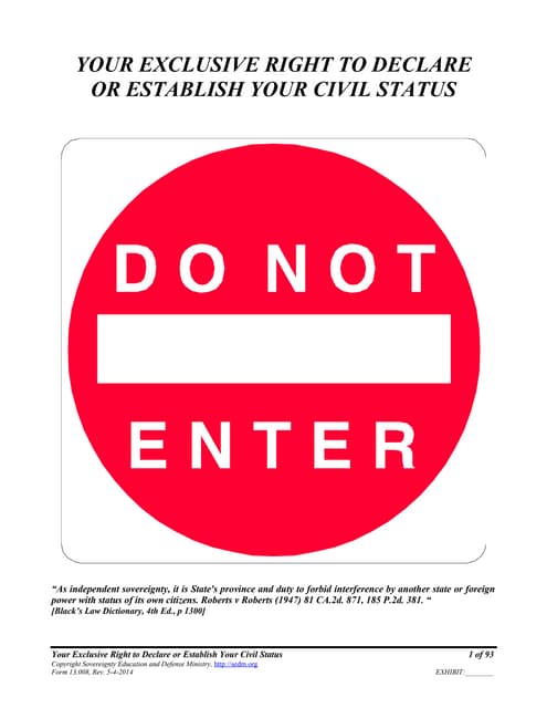 Your Exclusive Right to Declare or Establish Your Civil Status, Form #13.008