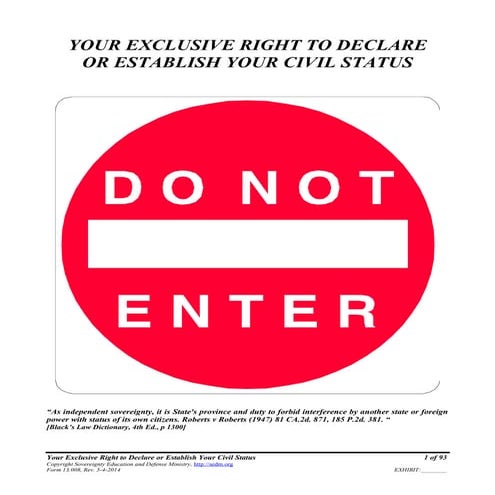 Your Exclusive Right to Declare or Establish Your Civil Status, Form #13.008