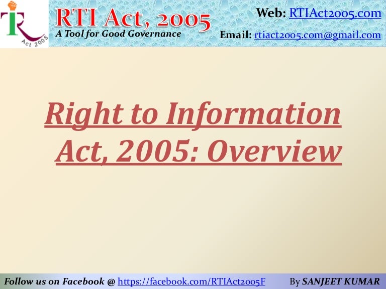 Right to Information Act, 2005 Overview
