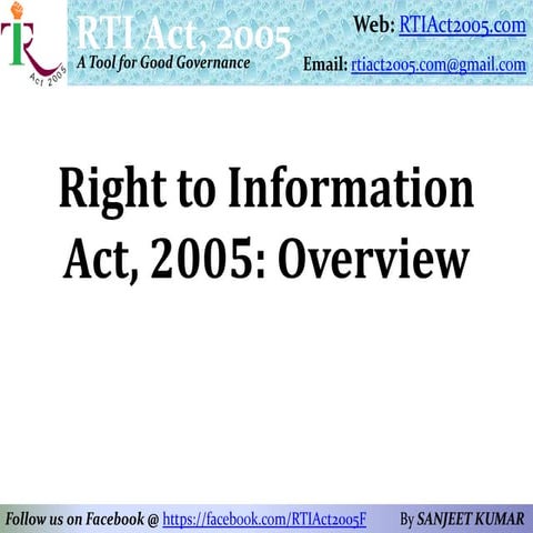 Right To Information Act 2005 Overview Pptx